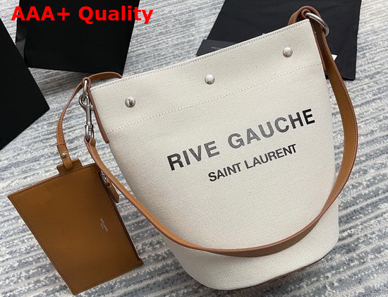 Saint Laurent Rive Gauche Bucket Bag in Linen Natural Replica