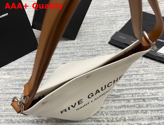 Saint Laurent Rive Gauche Bucket Bag in Linen Natural Replica