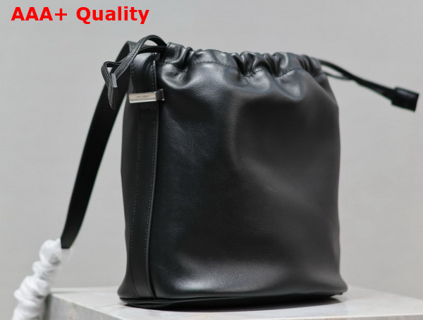 Saint Laurent Rive Gauche Laced Bucket Bag in Black Smooth Leather Replica