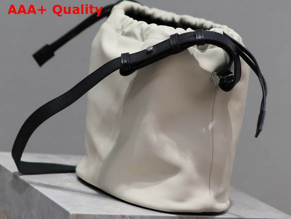 Saint Laurent Rive Gauche Laced Bucket Bag in Smooth Leather Cream Soft and Black Replica