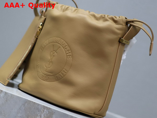 Saint Laurent Rive Gauche Laced Bucket Bag in Smooth Leather Vintage Brown Gold Replica