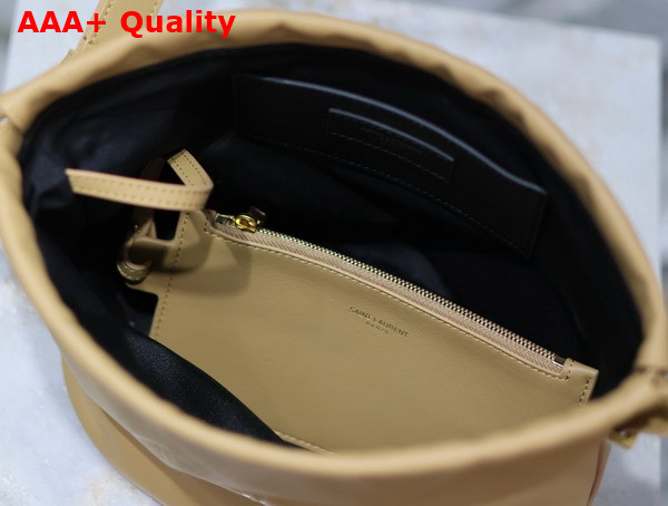 Saint Laurent Rive Gauche Laced Bucket Bag in Smooth Leather Vintage Brown Gold Replica