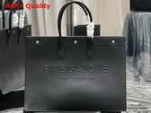 Saint Laurent Rive Gauche Large Tote Bag in Black Smooth Leather Replica