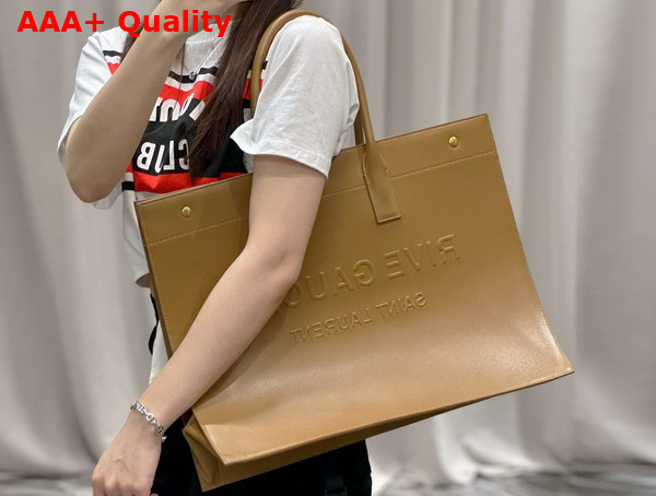 Saint Laurent Rive Gauche Large Tote Bag in Honey Vegetable Tanned Leather Replica