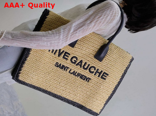 Saint Laurent Rive Gauche Large Tote Bag in Naturel Raffia Replica