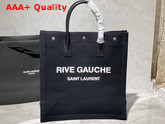 Saint Laurent Rive Gauche N S Shopping Bag in Linen and Cotton Black Linen Replica