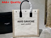 Saint Laurent Rive Gauche N S Shopping Bag in Linen and Cotton White Linen Replica