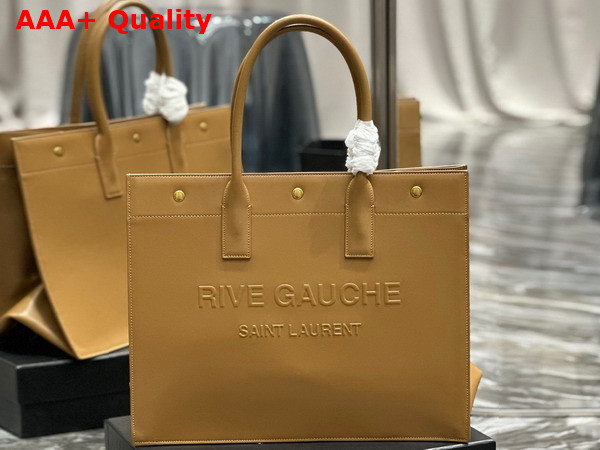 Saint Laurent Rive Gauche Small Tote Bag in Honey Vegetable Tanned Leather Replica