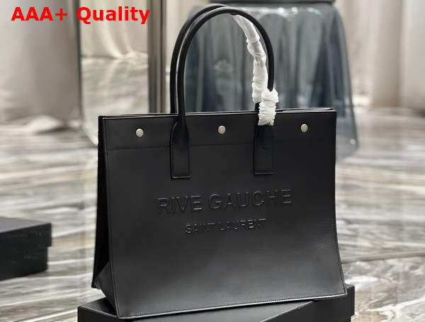 Saint Laurent Rive Gauche Small Tote Bag in Noir Smooth Leather Replica