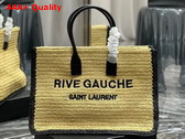 Saint Laurent Rive Gauche Tote Bag in Raffia and Leather Beige Naturel Replica