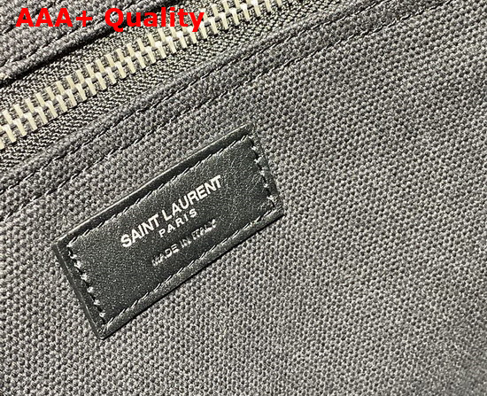 Saint Laurent Rive Gauche Tote Linen and Leather Black and White Replica