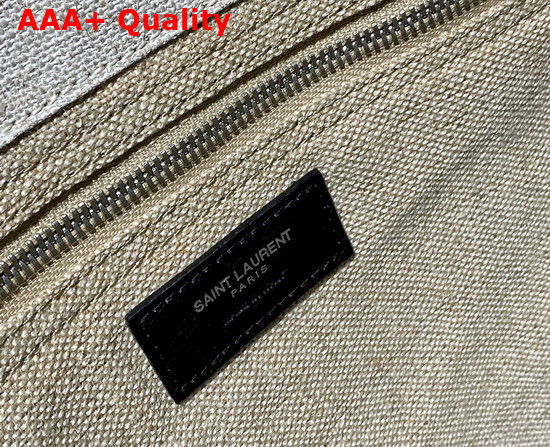 Saint Laurent Rive Gauche Tote Linen and Leather White Linen Replica