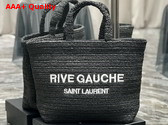 Saint Laurent Rive Gauche Tote in Black Raffia Replica
