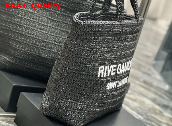 Saint Laurent Rive Gauche Tote in Black Raffia Replica