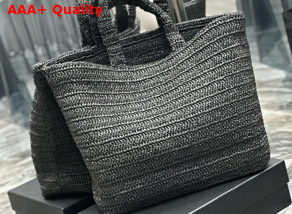 Saint Laurent Rive Gauche Tote in Black Raffia Replica