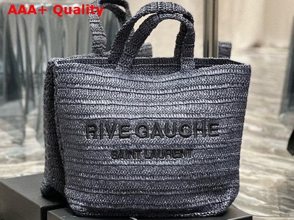 Saint Laurent Rive Gauche Tote in Midnight Blue Raffia Replica