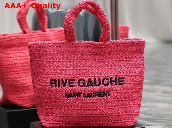 Saint Laurent Rive Gauche Tote in Pink Raffia Replica