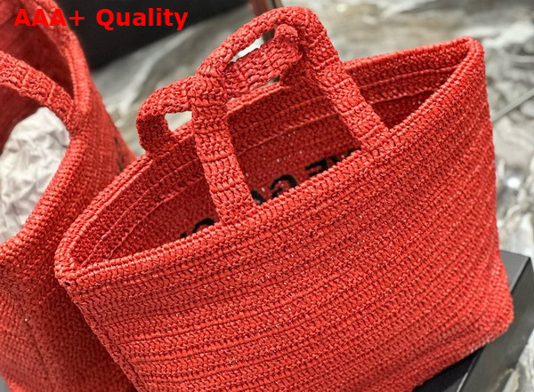 Saint Laurent Rive Gauche Tote in Red Raffia Replica