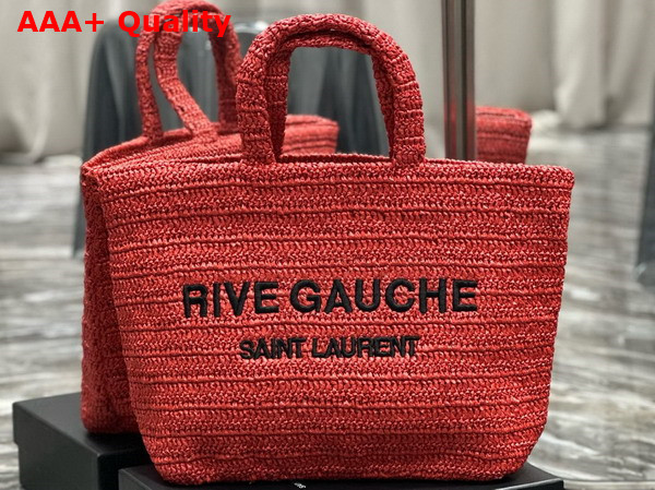 Saint Laurent Rive Gauche Tote in Red Raffia Replica