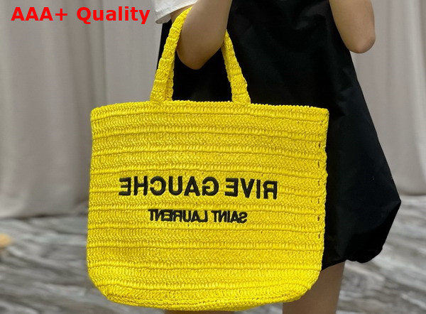Saint Laurent Rive Gauche Tote in Yellow Raffia Replica