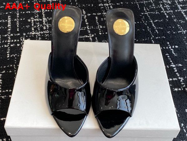 Saint Laurent Romy Mules in Black Patent Leather Replica