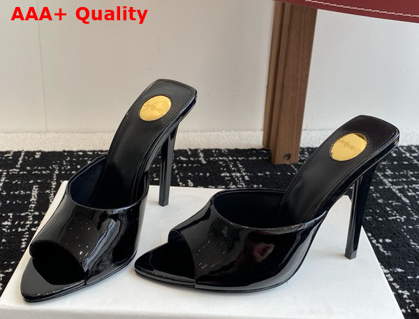 Saint Laurent Romy Mules in Black Patent Leather Replica