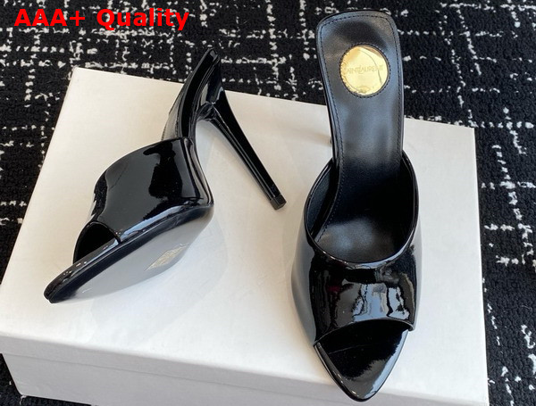 Saint Laurent Romy Mules in Black Patent Leather Replica
