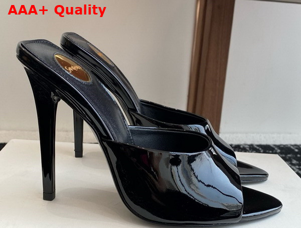 Saint Laurent Romy Mules in Black Patent Leather Replica
