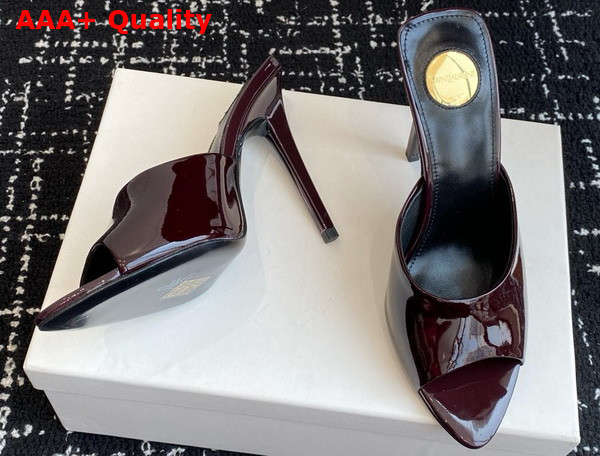 Saint Laurent Romy Mules in Bordeaux Patent Leather Replica