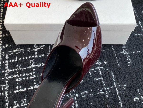 Saint Laurent Romy Mules in Bordeaux Patent Leather Replica