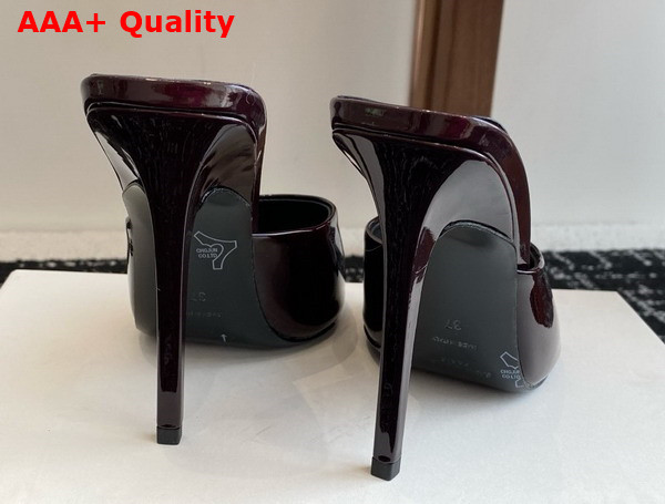 Saint Laurent Romy Mules in Bordeaux Patent Leather Replica