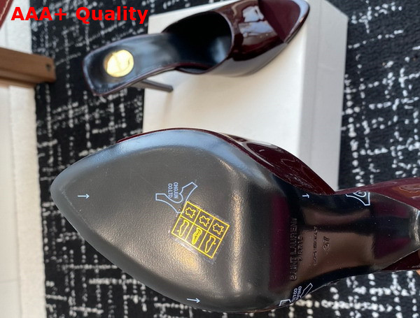 Saint Laurent Romy Mules in Bordeaux Patent Leather Replica