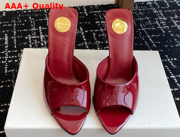 Saint Laurent Romy Mules in Grenade Patent Leather Replica