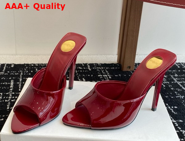 Saint Laurent Romy Mules in Grenade Patent Leather Replica