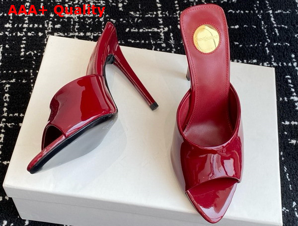 Saint Laurent Romy Mules in Grenade Patent Leather Replica