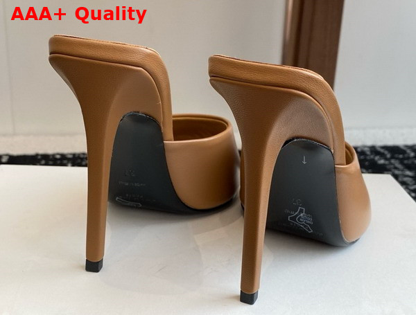 Saint Laurent Romy Mules in Macadamia Smooth Leather Replica