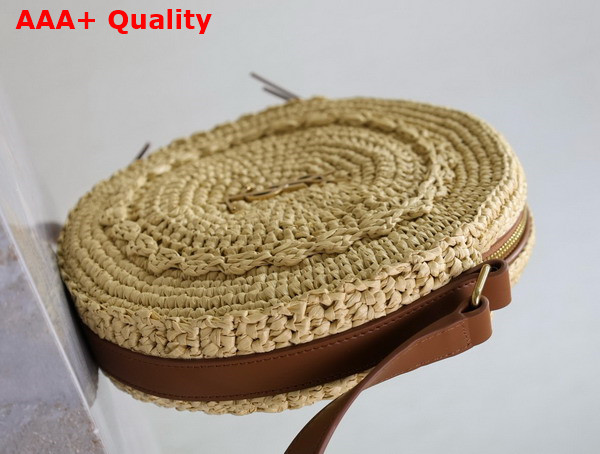 Saint Laurent Round Bag in Naturel Raffia and Vegetable Tanned Leather Replica