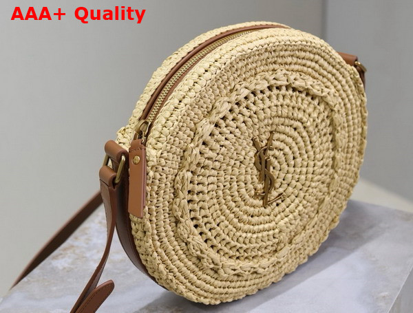 Saint Laurent Round Bag in Naturel Raffia and Vegetable Tanned Leather Replica