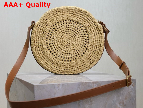 Saint Laurent Round Bag in Naturel Raffia and Vegetable Tanned Leather Replica