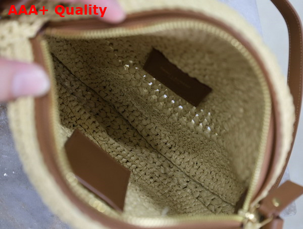 Saint Laurent Round Bag in Naturel Raffia and Vegetable Tanned Leather Replica