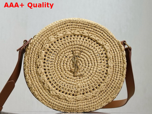 Saint Laurent Round Bag in Naturel Raffia and Vegetable Tanned Leather Replica