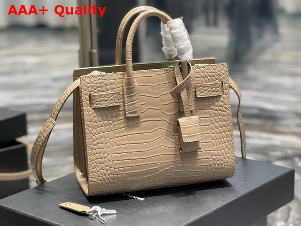 Saint Laurent Sac De Jour Nano Bag in Dark Beige Crocodile Embossed Leather Replica