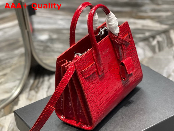 Saint Laurent Sac De Jour Nano Bag in Red Crocodile Embossed Leather Replica