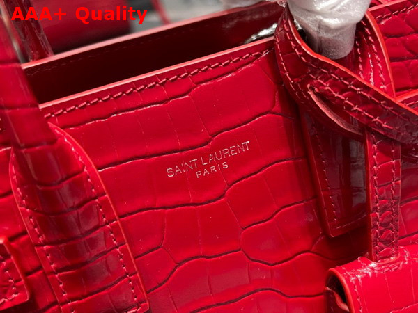 Saint Laurent Sac De Jour Nano Bag in Red Crocodile Embossed Leather Replica