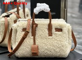 Saint Laurent Sac De Jour Nano in Merino Shearling and Smooth Leather Natural Beige Brick Replica