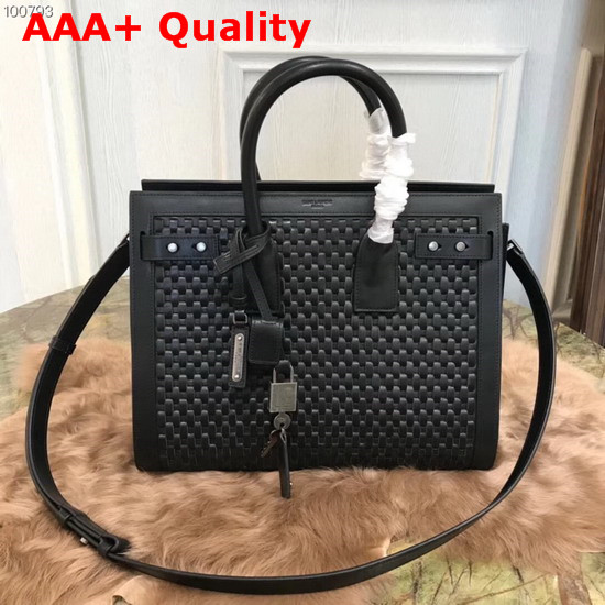 Saint Laurent Sac De Jour Small in Black Woven Calfskin Replica
