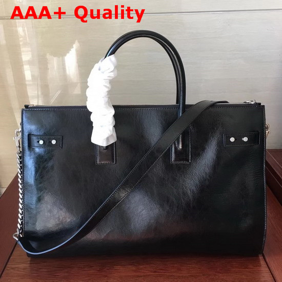 Saint Laurent Sac De Jour Souple 36h Duffle Bag in Black Moroder Leather Replica