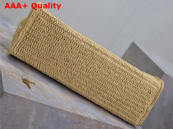 Saint Laurent Sac De Jour Supple in Raffia and Leather Medium Naturel and Brick Replica