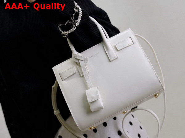 Saint Laurent Sac De Jour in Smooth Leather Nano Vintage White Replica