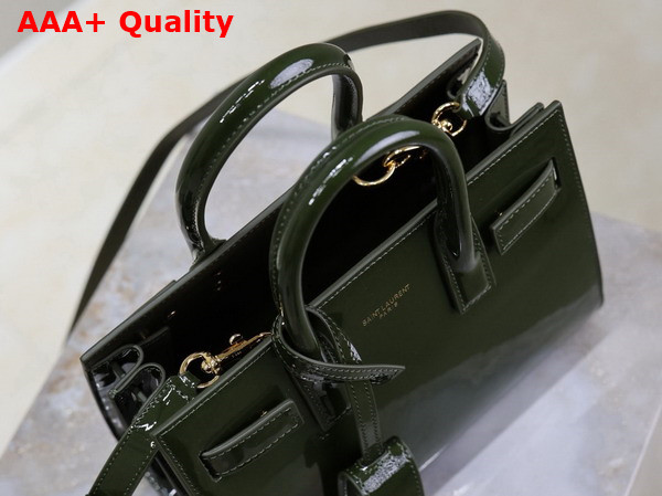 Saint Laurent Sac de Jour Nano in Dark Green Patent Leather Replica